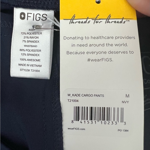 Figs Navy Blue High Waisted Kade Cargo Medical Scrub Pants Size Medium - Picture 7 of 9